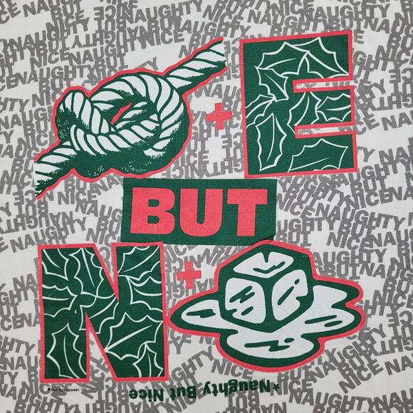 Vintage Funny Naughty But Nice AOP Shirt Large 21x26 White Gray - Picture 4 of 13